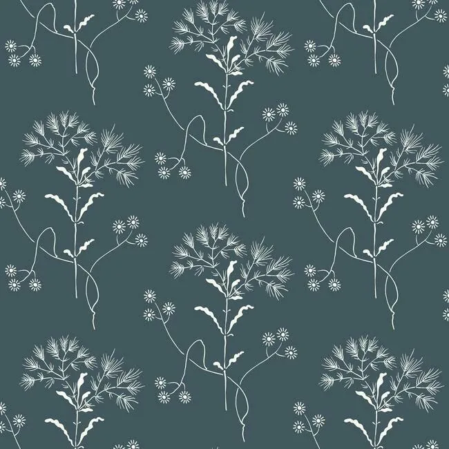 York Wallcoverings Magnolia Home Wildflower White & Blue Peel & Stick Wallpaper - SKU PSW1154RL