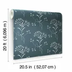 York Wallcoverings Magnolia Home Wildflower White & Blue Peel & Stick Wallpaper - SKU PSW1154RL