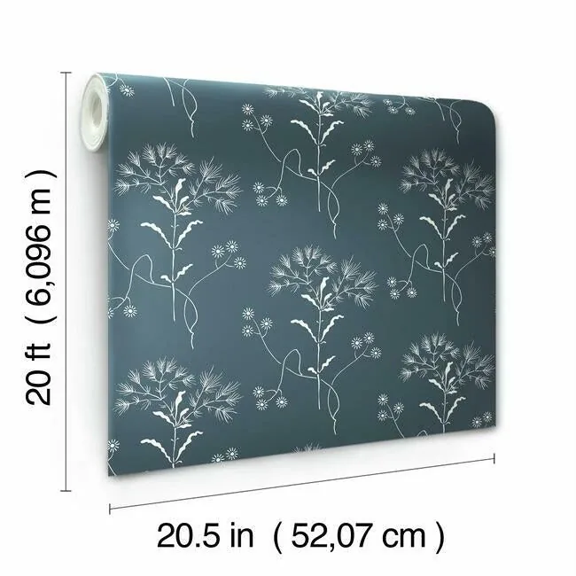 York Wallcoverings Magnolia Home Wildflower White & Blue Peel & Stick Wallpaper - SKU PSW1154RL