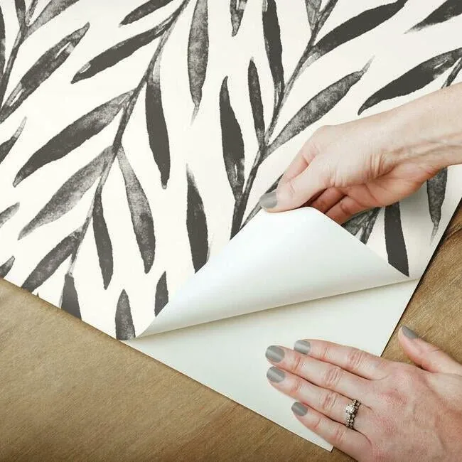 York Wallcoverings Magnolia Home Willow Black Peel & Stick Wallpaper - SKU PSW1017RL
