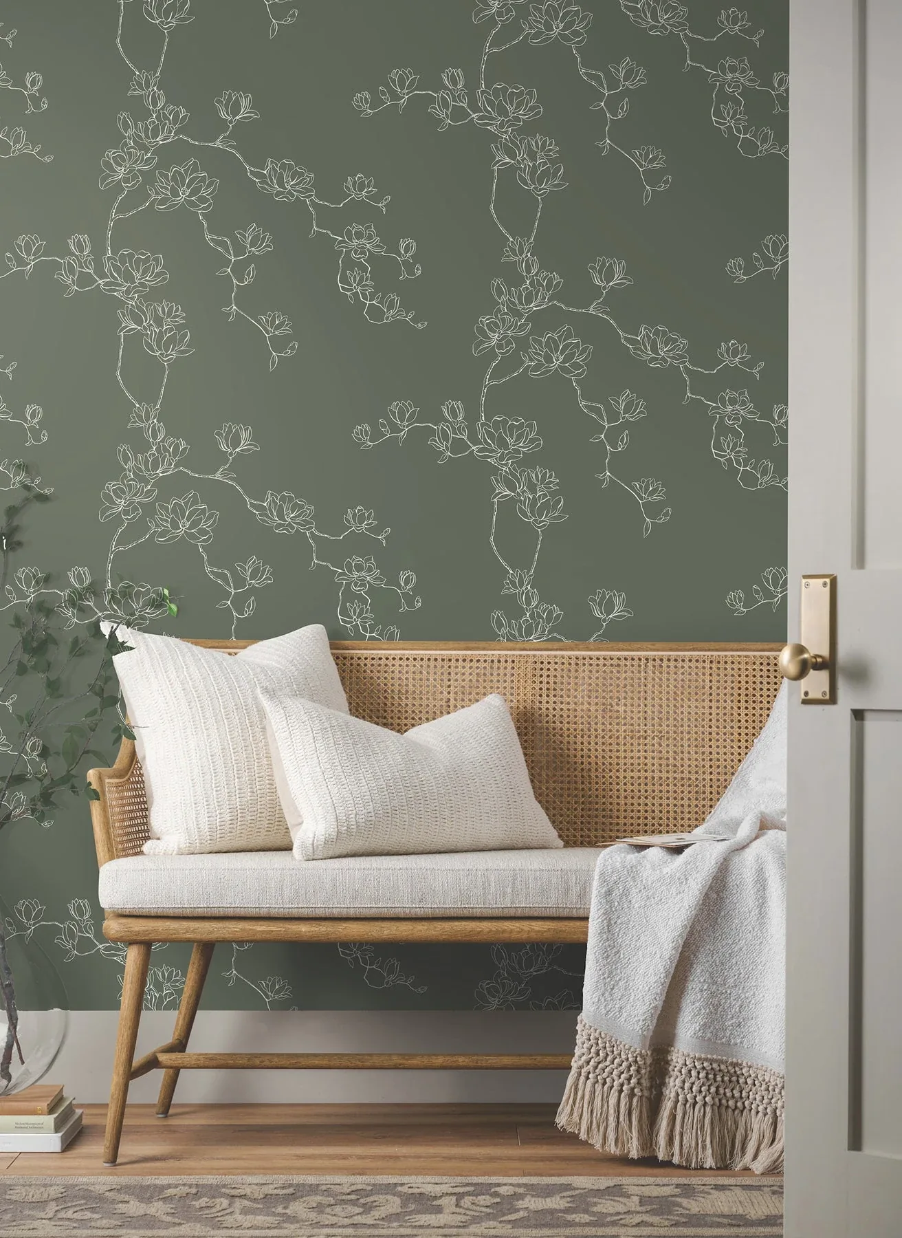 York Wallcoverings Magnolia Pine Branches Wallpaper - SKU MF4735