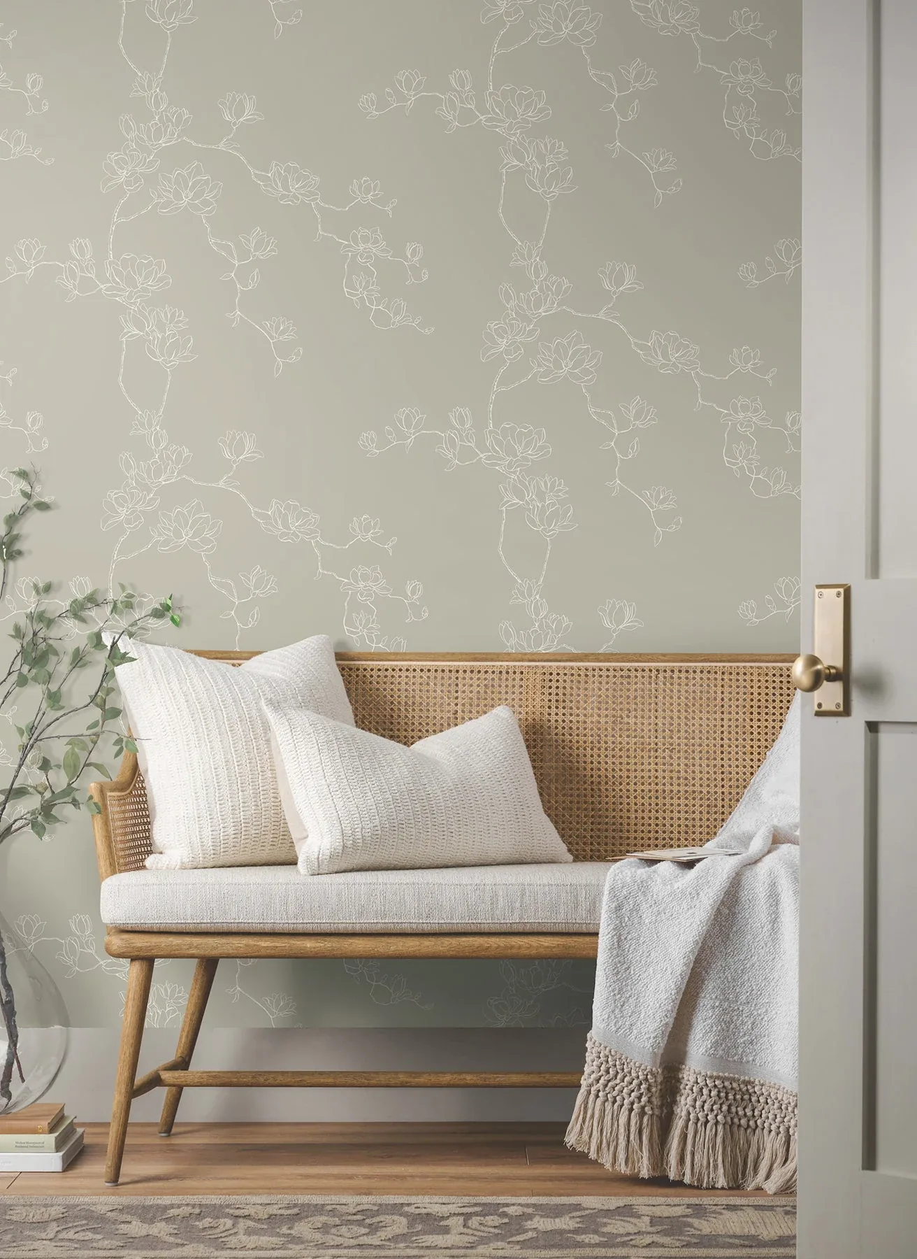 York Wallcoverings Magnolia Taupe Branches Wallpaper | Wallpaper Twins York Wallcoverings Magnolia Taupe Branches Wallpaper - SKU MF4736