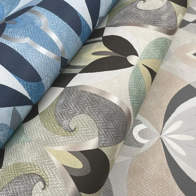 York Wallcoverings Malta Blue & Silver Wallpaper - SKU MN1920