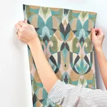 York Wallcoverings Malta Teal & Gold Wallpaper - SKU MN1923