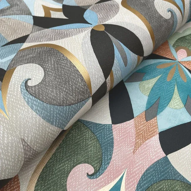 York Wallcoverings Malta Teal & Gold Wallpaper - SKU MN1923