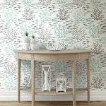 York Wallcoverings Marine Garden Blue & Brown Wallpaper | Wallpaper Twins York Wallcoverings Marine Garden Blue & Brown Wallpaper - SKU CV4406