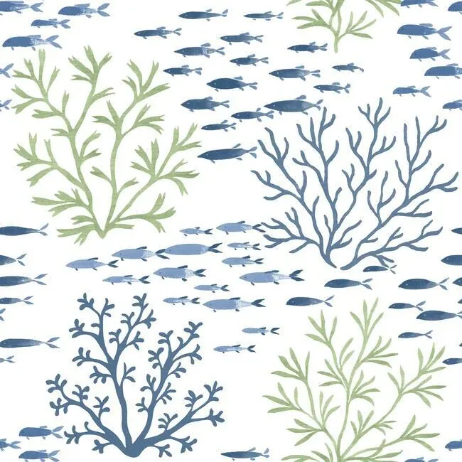 CV4404 | Marine Garden Green & Blue Wallpaper