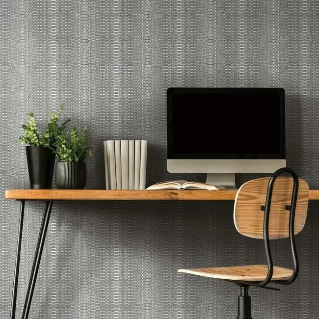 York Wallcoverings Market Stripe Black Wallpaper - SKU FH4012