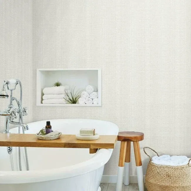 York Wallcoverings Market Stripe White Wallpaper - SKU FH4014