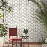 York Wallcoverings Marketplace Motif Off White & Green Wallpaper - SKU MN1853