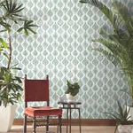 York Wallcoverings Marketplace Motif Pale Grey & Green Wallpaper - SKU MN1851
