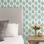 York Wallcoverings Marketplace Motif Pale Grey & Green Wallpaper - SKU MN1851