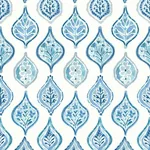 York Wallcoverings Marketplace Motif White & Blue Wallpaper - SKU MN1850