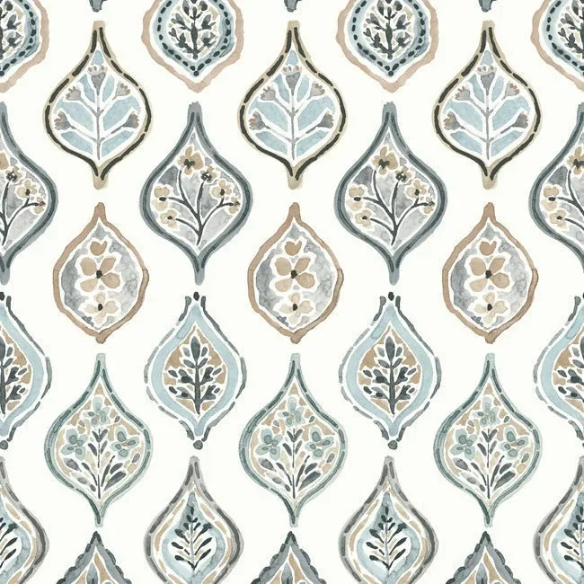 York Wallcoverings Marketplace Motif White & Neutral Wallpaper - SKU MN1854