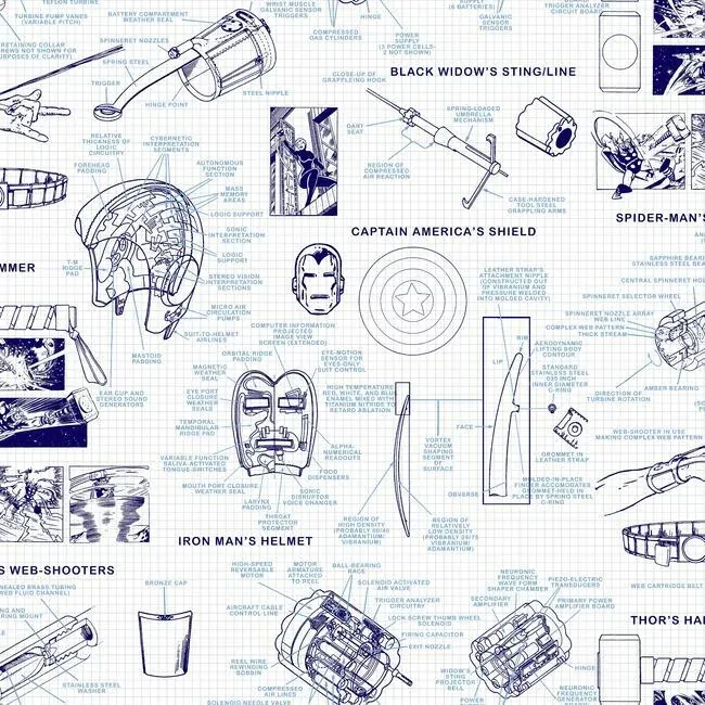 DI0935 | Marvels Heroes Schematics Blue Wallpaper