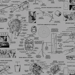 York Wallcoverings Marvels Heroes Schematics Grey & Black Wallpaper - SKU DI0936