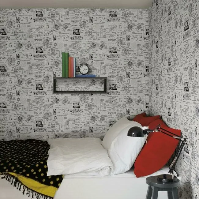 York Wallcoverings Marvels Heroes Schematics Grey & Black Wallpaper - SKU DI0936