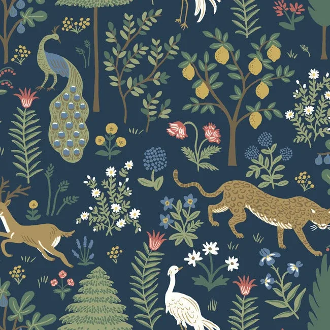 RP7304 | Menagerie Blue & Brown Wallpaper