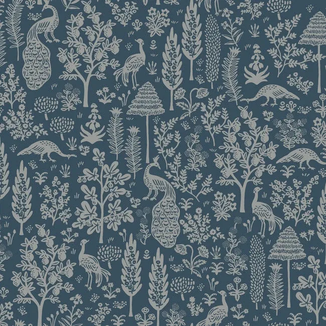 RP7372 | Menagerie Toile Dark Blue Wallpaper