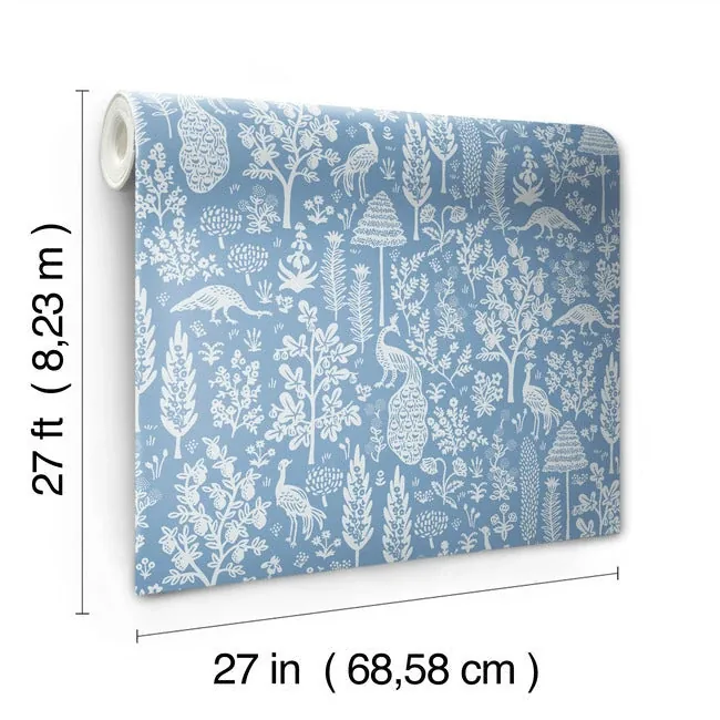 York Wallcoverings Menagerie Toile Light Blue Wallpaper - SKU RP7370