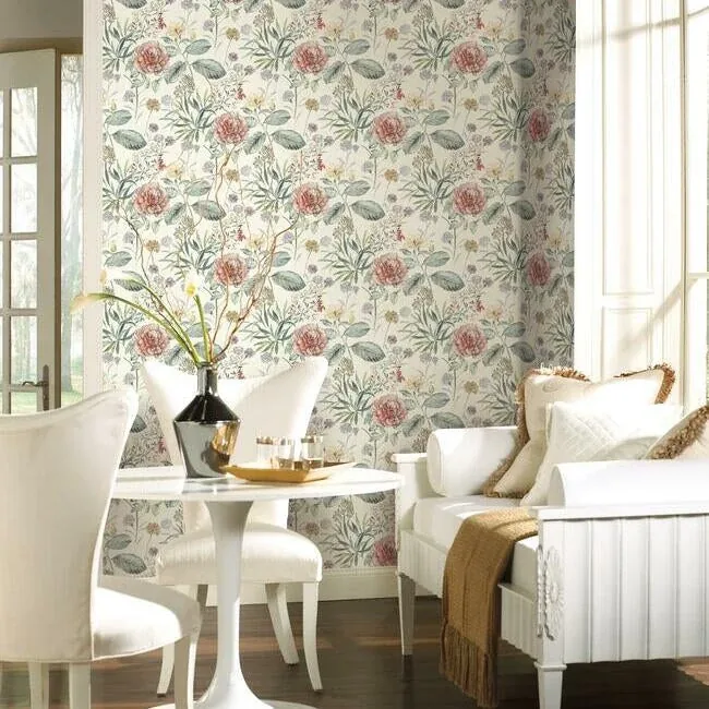 York Wallcoverings Midsummer Floral Coral Wallpaper - SKU TL1919
