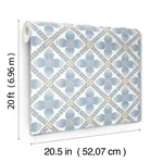 York Wallcoverings Mimi Blue Quilted Floral Peel & Stick Wallpaper | Wallpaper Twins York Wallcoverings Mimi Blue Quilted Floral Peel & Stick Wallpaper - SKU PSW1583RL