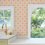 York Wallcoverings Mimi Coral Quilted Floral Peel & Stick Wallpaper - SKU PSW1584RL