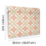 York Wallcoverings Mimi Coral Quilted Floral Peel & Stick Wallpaper - SKU PSW1584RL