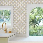 York Wallcoverings Mimi Neutral Quilted Floral Peel & Stick Wallpaper | Wallpaper Twins York Wallcoverings Mimi Neutral Quilted Floral Peel & Stick Wallpaper - SKU PSW1586RL