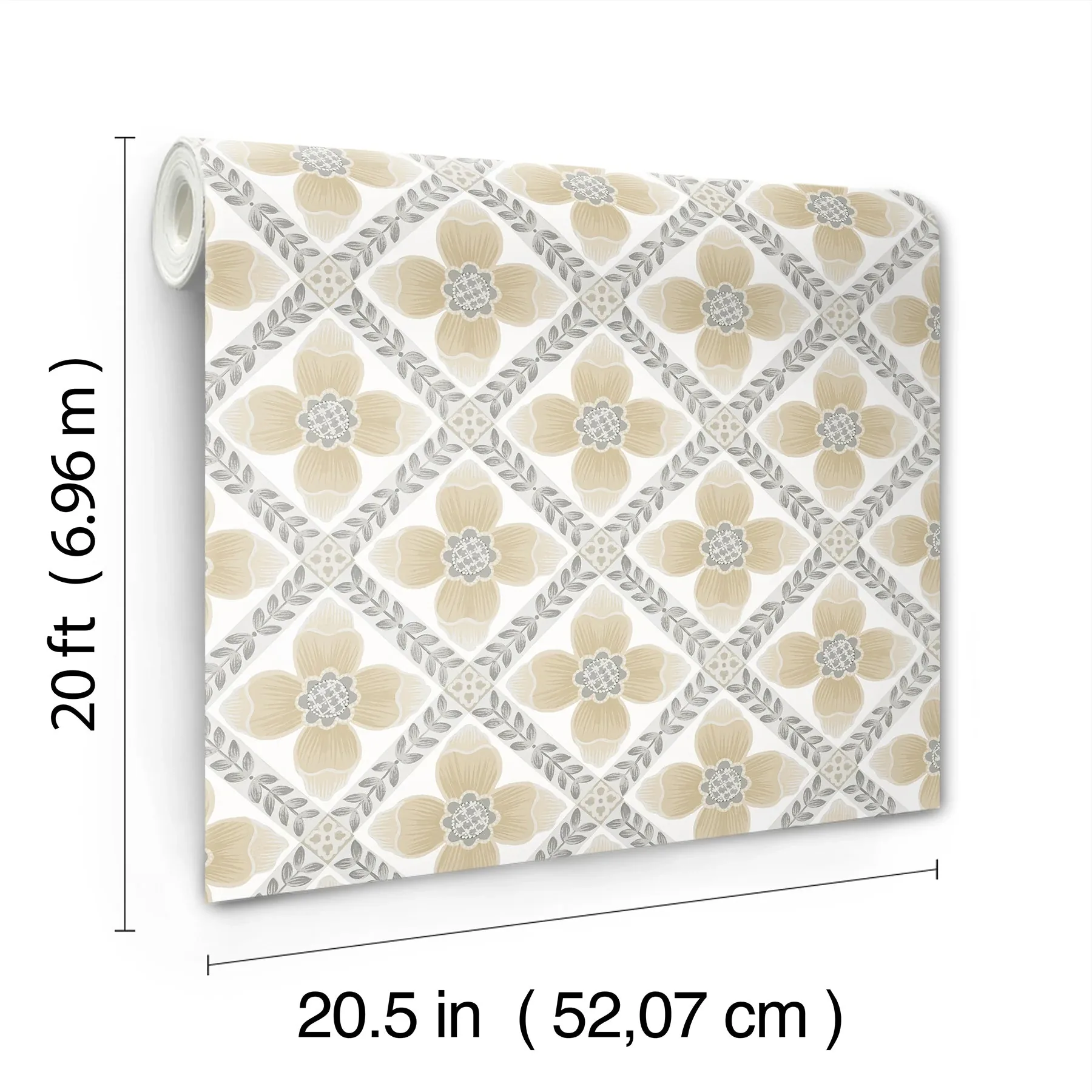 York Wallcoverings Mimi Neutral Quilted Floral Peel & Stick Wallpaper | Wallpaper Twins York Wallcoverings Mimi Neutral Quilted Floral Peel & Stick Wallpaper - SKU PSW1586RL