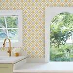 York Wallcoverings Mimi Yellow Quilted Floral Peel & Stick Wallpaper - SKU PSW1585RL