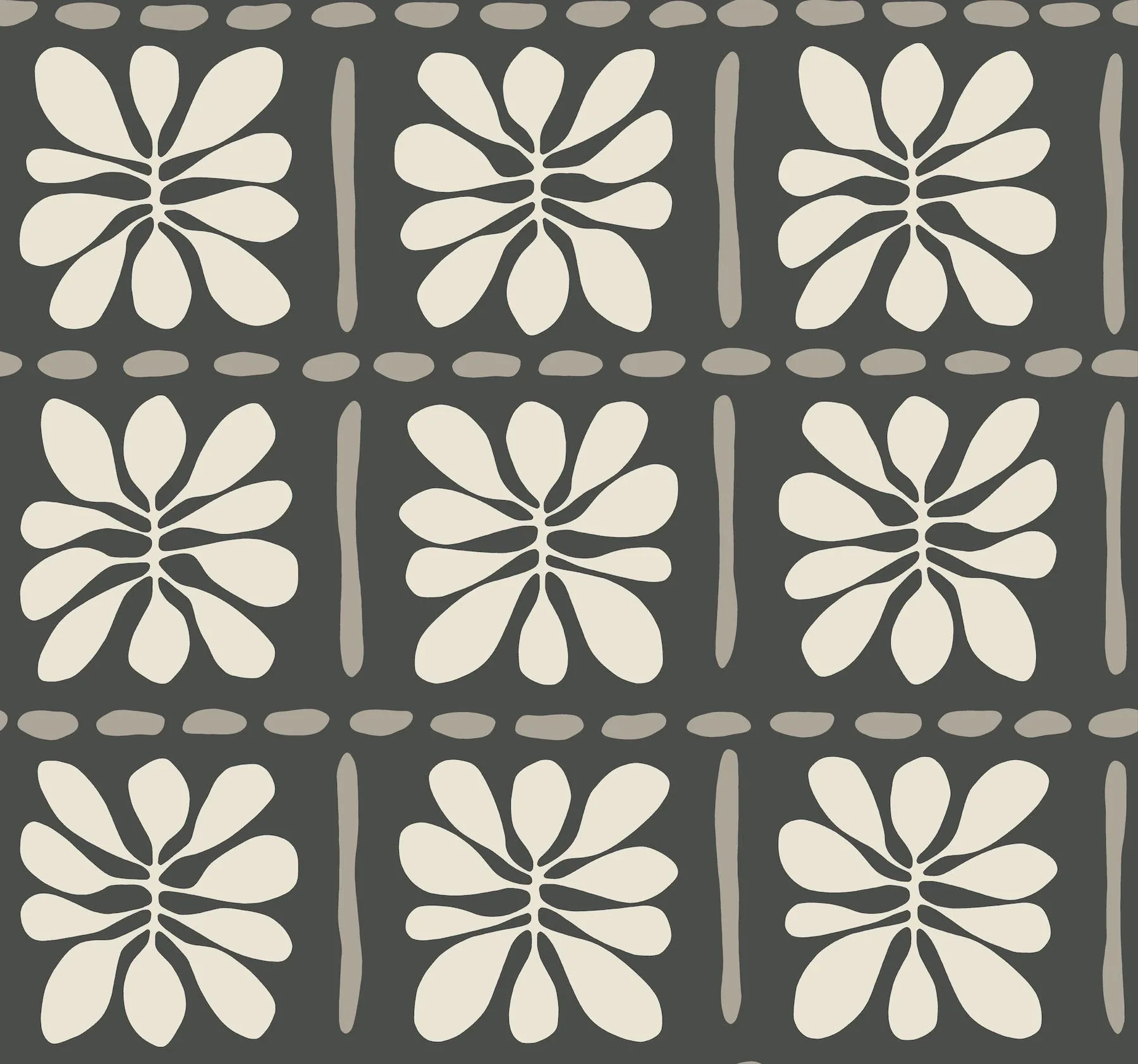 York Wallcoverings Mimosa Fleur Carbon Black Wallpaper - SKU ZM2810