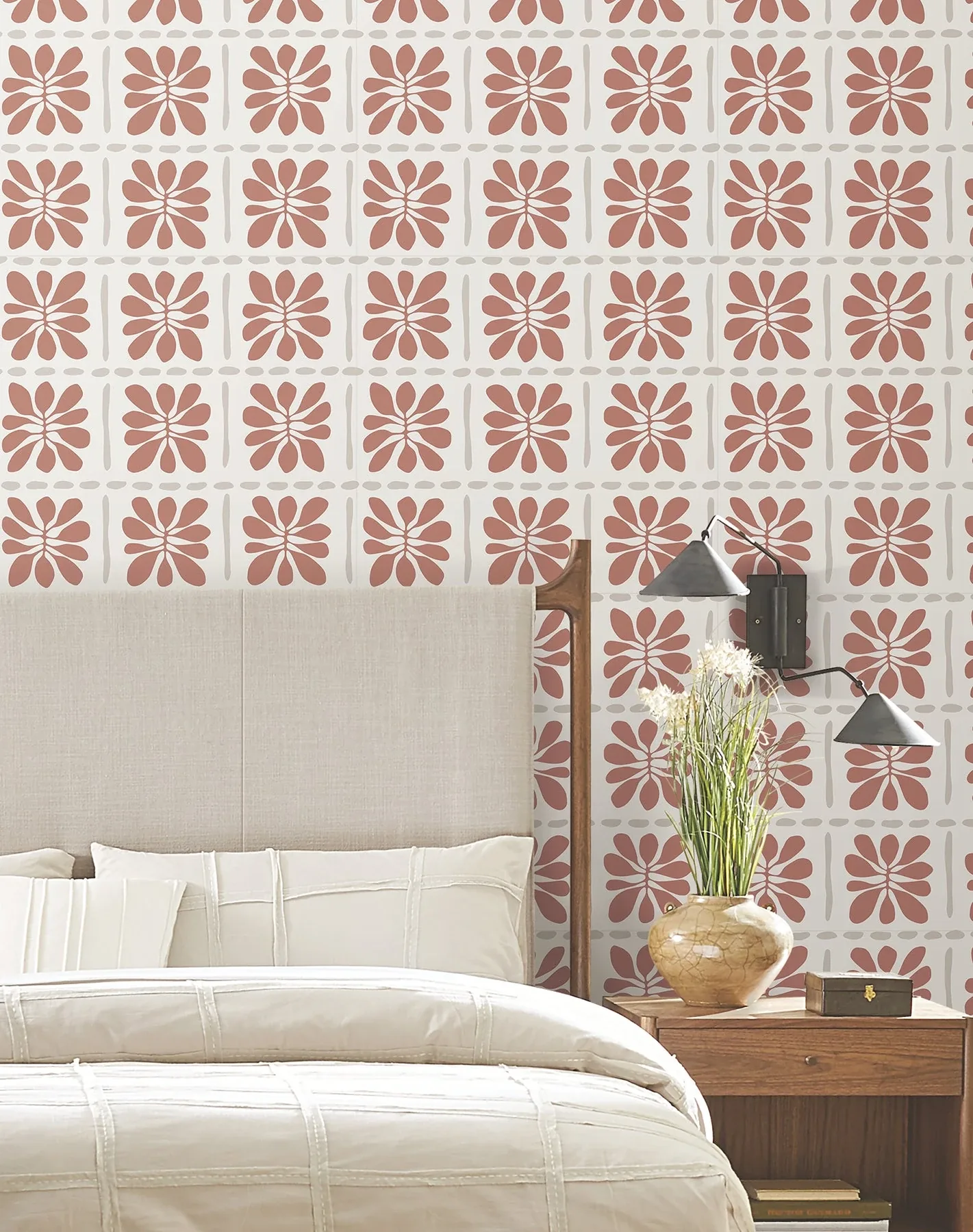 York Wallcoverings Mimosa Fleur Terracotta Wallpaper | Wallpaper Twins York Wallcoverings Mimosa Fleur Terracotta Wallpaper - SKU ZM2809