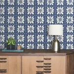York Wallcoverings Mimosa Fleur Ultramarine Wallpaper - SKU ZM2807