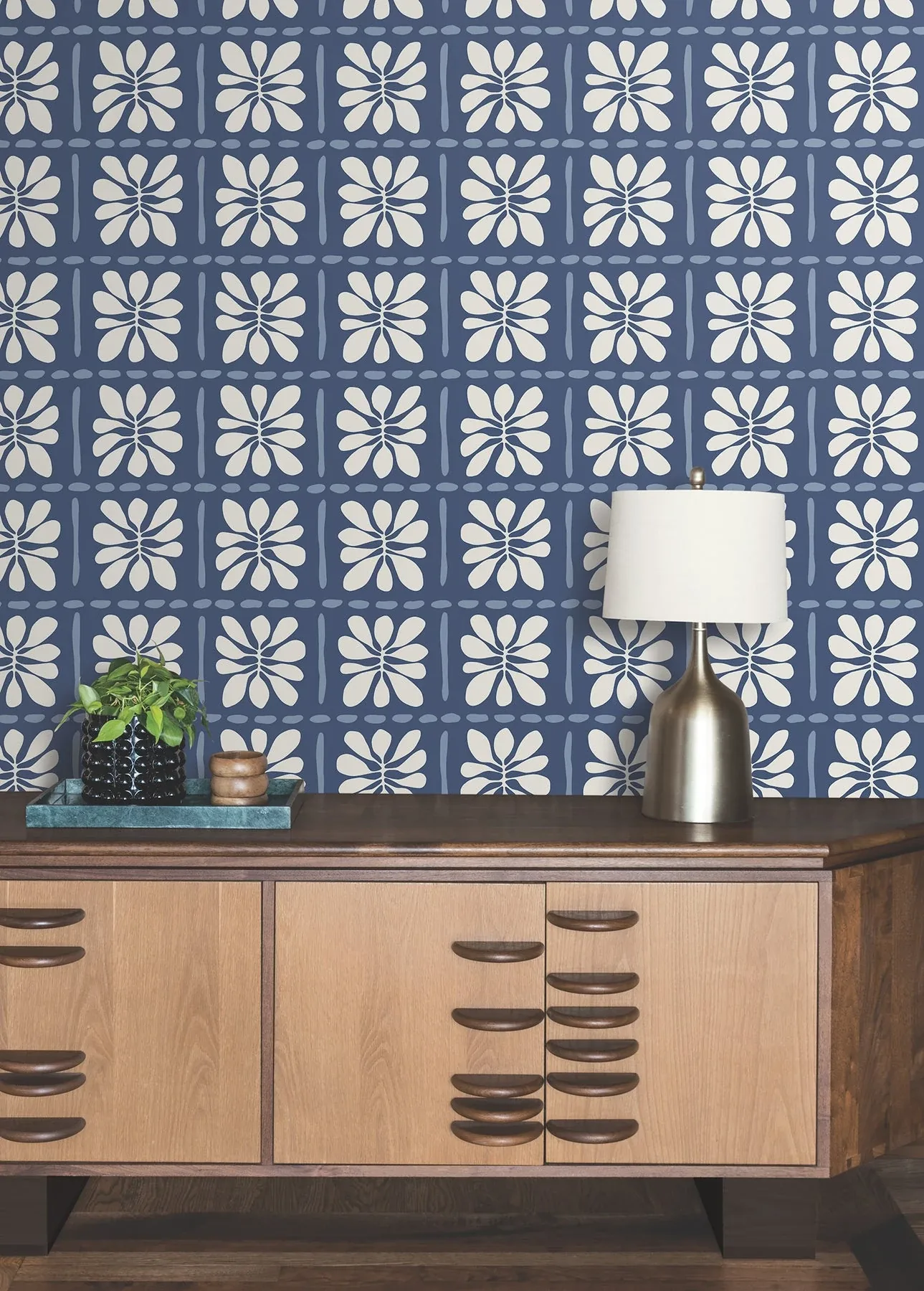 York Wallcoverings Mimosa Fleur Ultramarine Wallpaper - SKU ZM2807