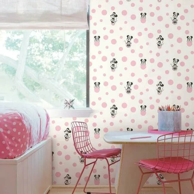 York Wallcoverings Minnie Dots Pink Wallpaper - SKU DI1027
