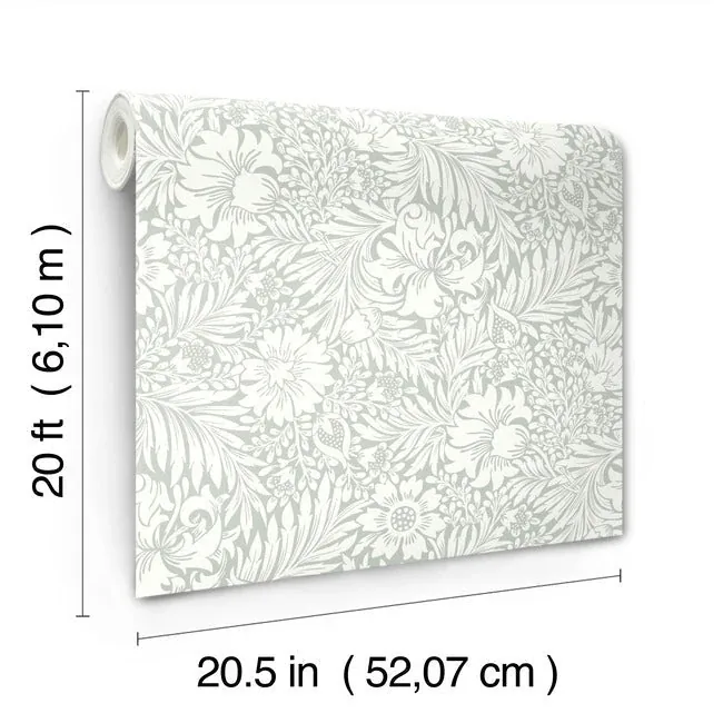 York Wallcoverings Modern Acanthus Vintage Duck Egg Peel & Stick Wallpaper - SKU PSW1446RL