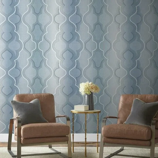 York Wallcoverings Modern Ombre Damask Blue Wallpaper | Wallpaper Twins York Wallcoverings Modern Ombre Damask Blue Wallpaper - SKU DM4944