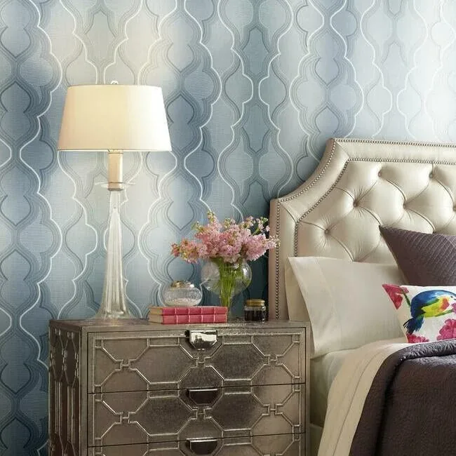 York Wallcoverings Modern Ombre Damask Blue Wallpaper | Wallpaper Twins York Wallcoverings Modern Ombre Damask Blue Wallpaper - SKU DM4944