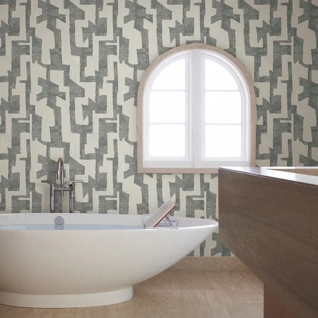 York Wallcoverings Modern Tribal Linen & Charcoal Wallpaper | Wallpaper Twins York Wallcoverings Modern Tribal Linen & Charcoal Wallpaper - SKU AG2101