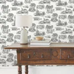 York Wallcoverings Modern Vista Toile Black Wallpaper | Wallpaper Twins York Wallcoverings Modern Vista Toile Black Wallpaper - SKU RT7861