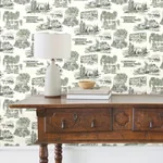 York Wallcoverings Modern Vista Toile Evergreen Wallpaper | Wallpaper Twins York Wallcoverings Modern Vista Toile Evergreen Wallpaper - SKU RT7863