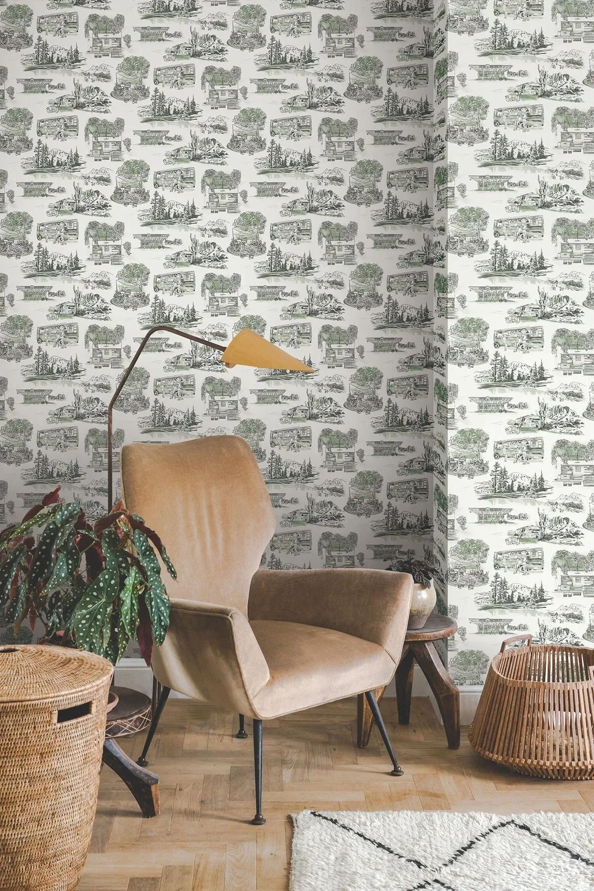 York Wallcoverings Modern Vista Toile Evergreen Wallpaper | Wallpaper Twins York Wallcoverings Modern Vista Toile Evergreen Wallpaper - SKU RT7863