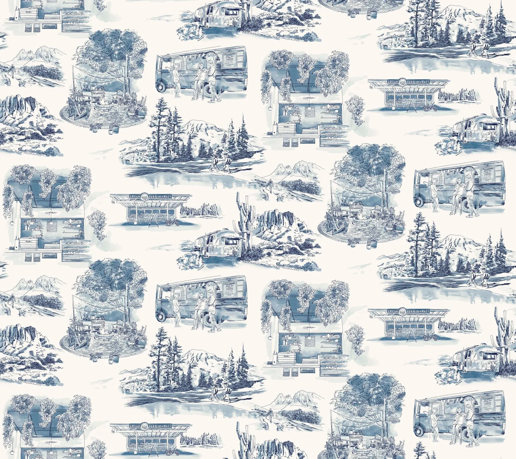 York Wallcoverings Modern Vista Toile Navy Wallpaper - SKU RT7862