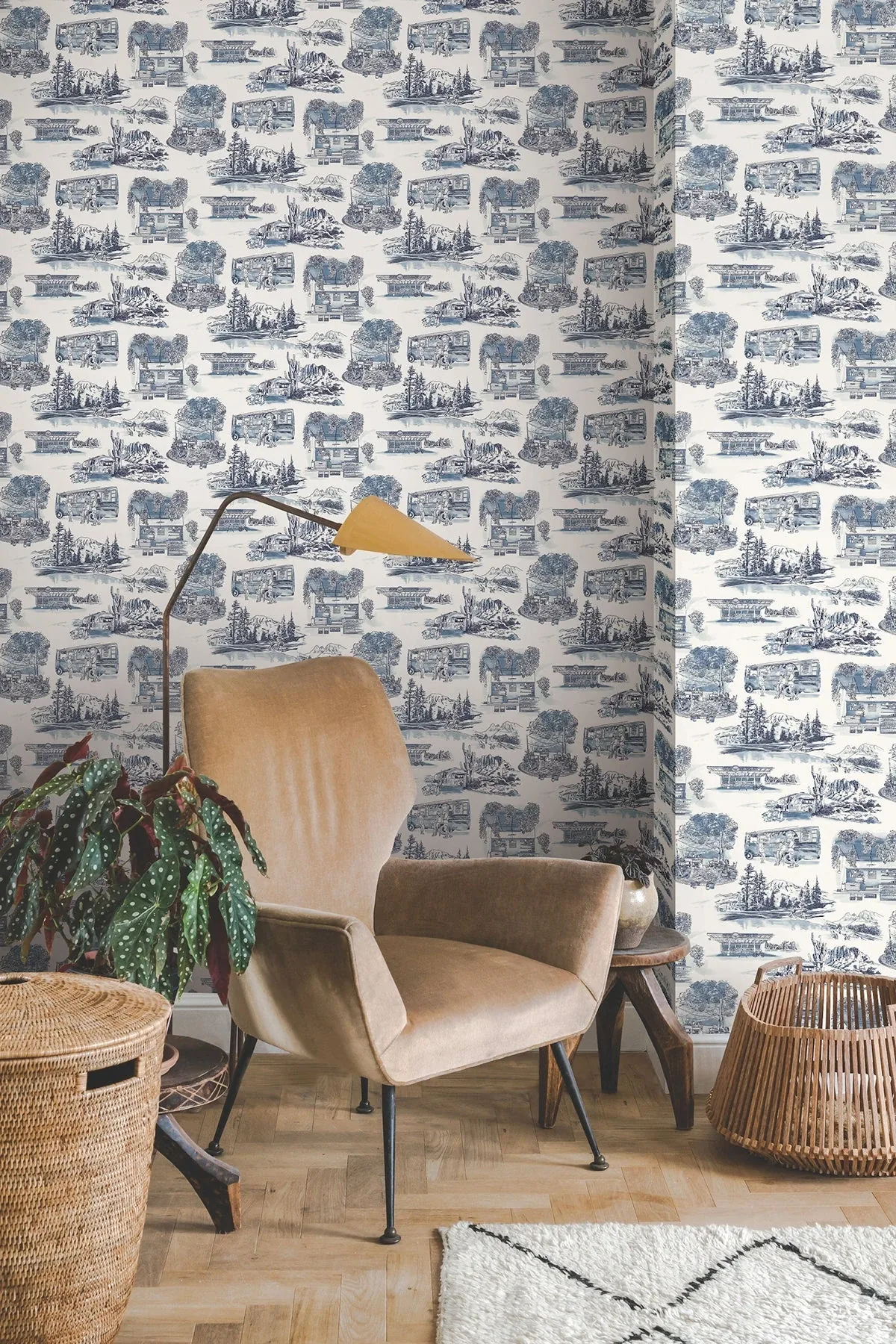 York Wallcoverings Modern Vista Toile Navy Wallpaper | Wallpaper Twins York Wallcoverings Modern Vista Toile Navy Wallpaper - SKU RT7862