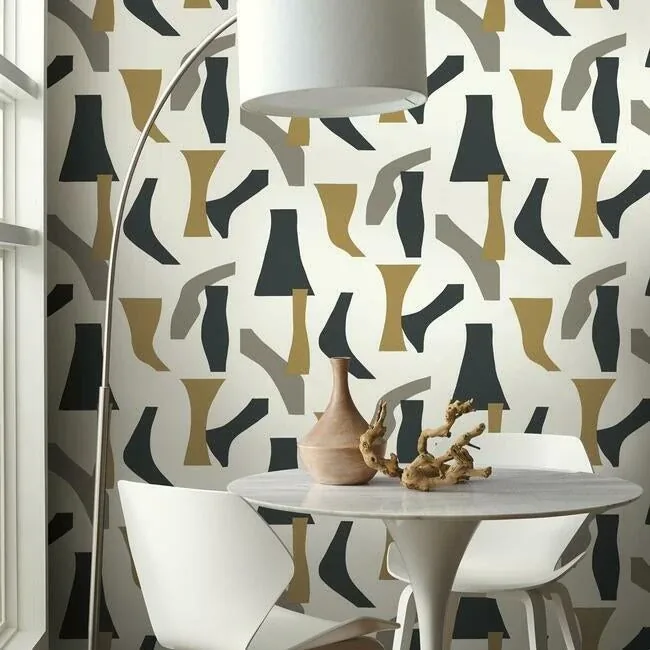 York Wallcoverings Modernist Black & Gold Peel & Stick Wallpaper - SKU PSW1059RL