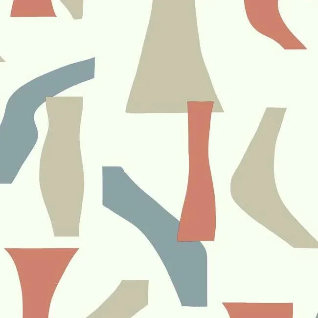PSW1058RL | Modernist Coral & Blue Peel & Stick Wallpaper