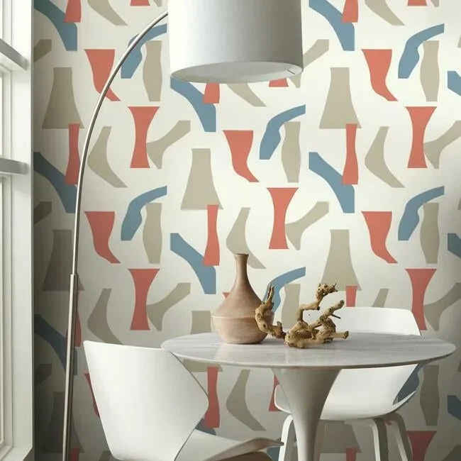 York Wallcoverings Modernist Coral & Blue Peel & Stick Wallpaper - SKU PSW1058RL
