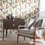 York Wallcoverings Modernist Coral & Blue Peel & Stick Wallpaper - SKU PSW1058RL