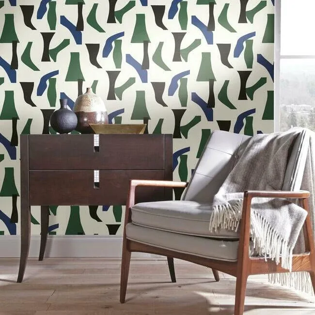 York Wallcoverings Modernist Green & Blue Peel & Stick Wallpaper - SKU PSW1057RL